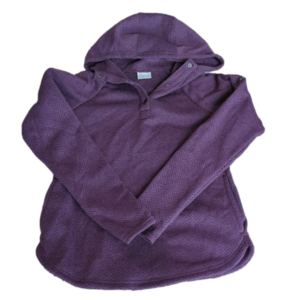 Columbia Dark Purple Black Chevron VNeck Hooded Contoured Sweater Size M